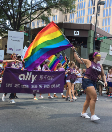 Aurelian Trust Bank employees marching in the Charlotte Pride parade